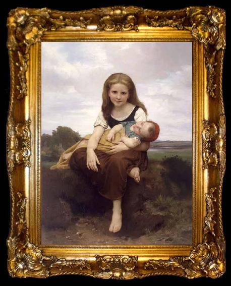 framed  William-Adolphe Bouguereau The Elder Sister, ta009-2